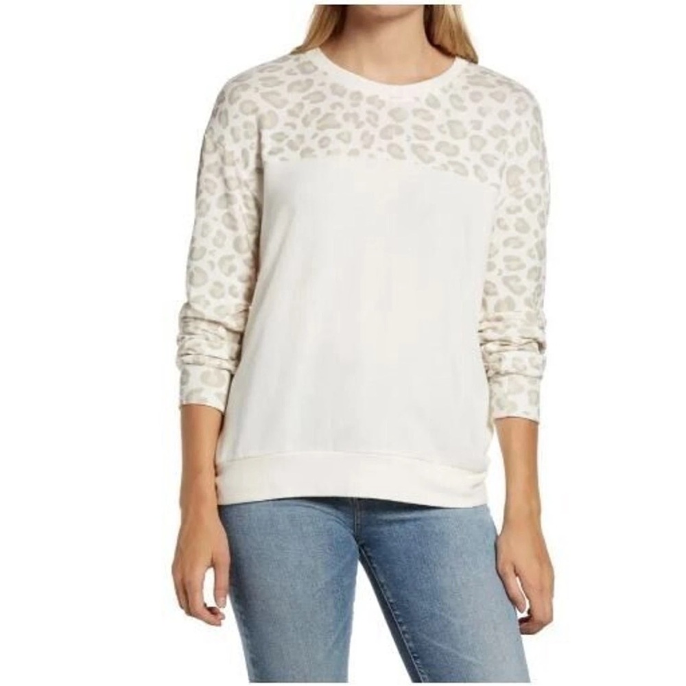 GIBSONLOOK SNOW LEOPARD PULLIVER COZY TOP ❤️NWT❤️